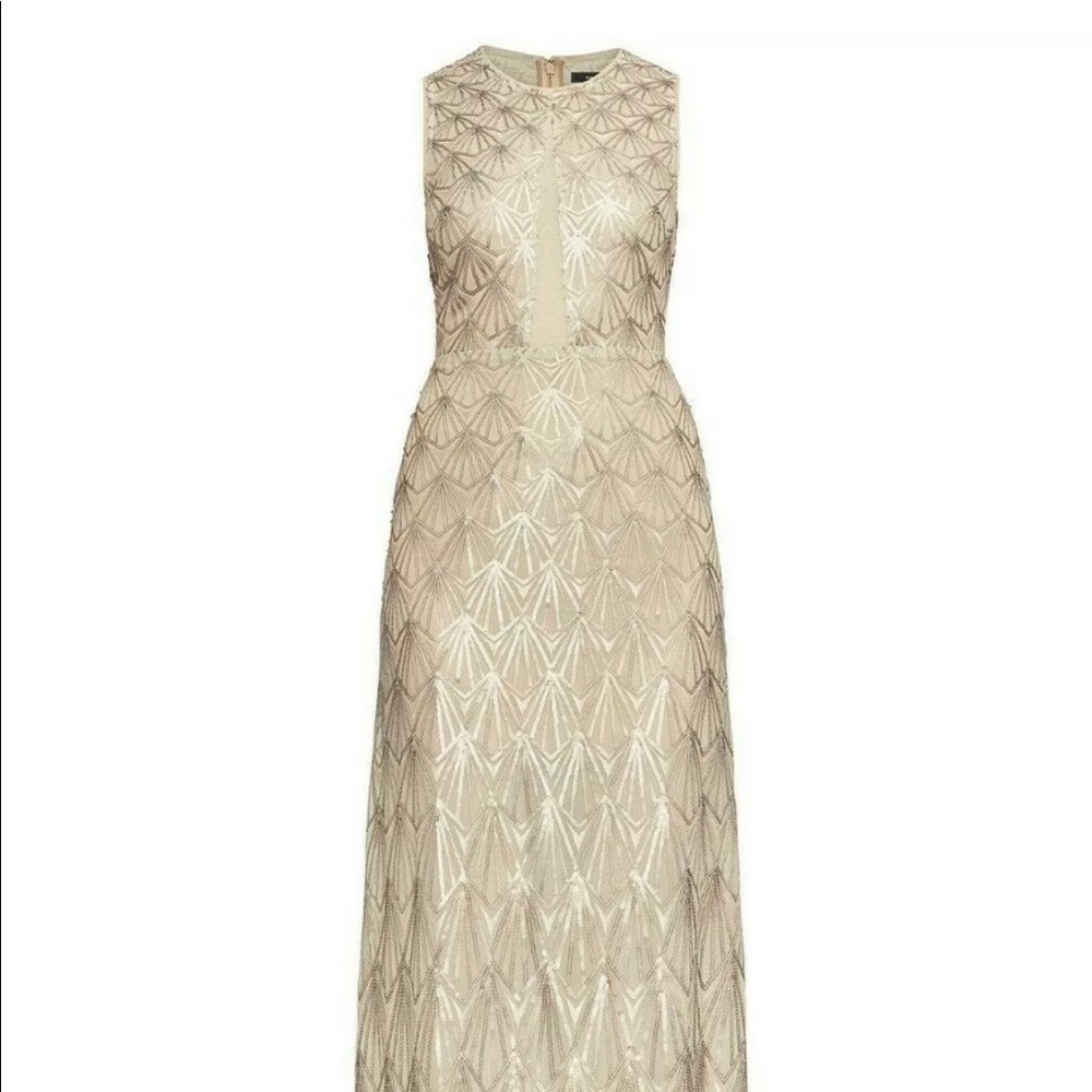 BCBGMAXAZRIA PATTI EMBROIDERED GOWN DRESS
